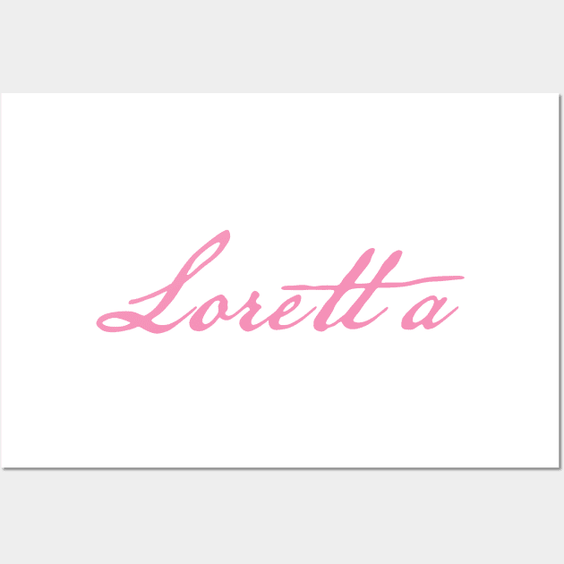Loretta Typography Pink Script Wall Art by ellenhenryart